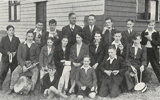 Helmington Row percussion band in 1937